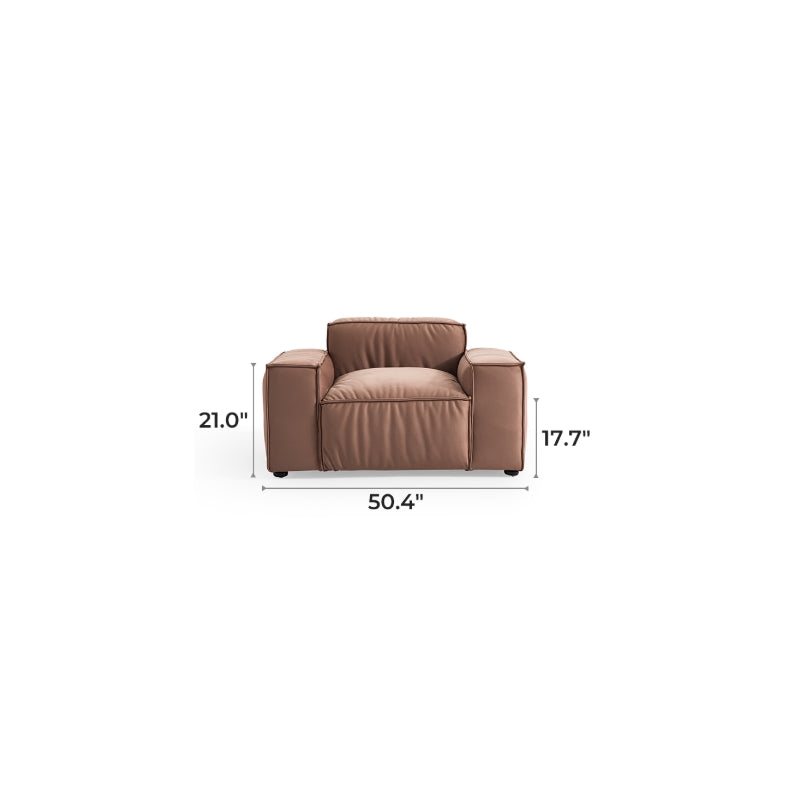 Luxury Minimalist Brown Fabric Armchair