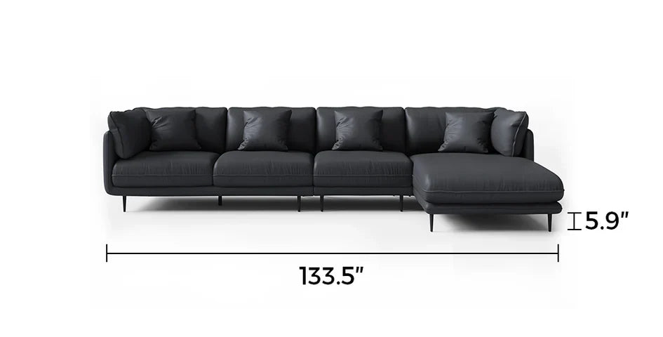 Vanilla Black Leather Sectional