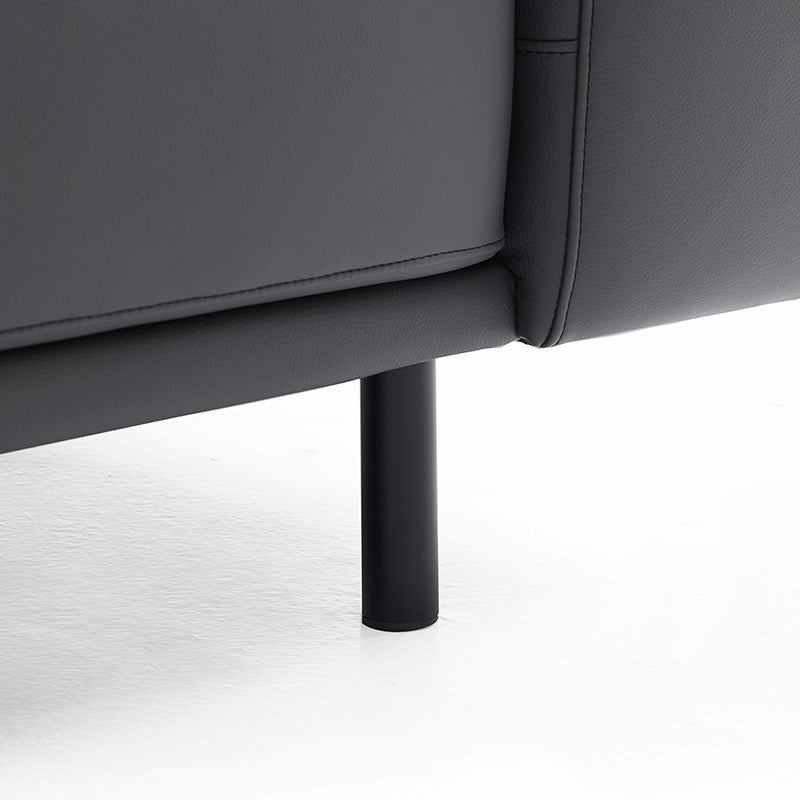 Noble Beige Leather Sofa and Ottoman-Dark Gray