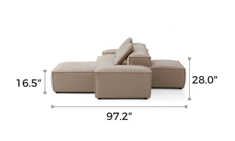 Cube Modular Khaki Genuine Leather Double-Sided Sectional