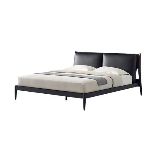 Truffle Cream Leather Bed-Black