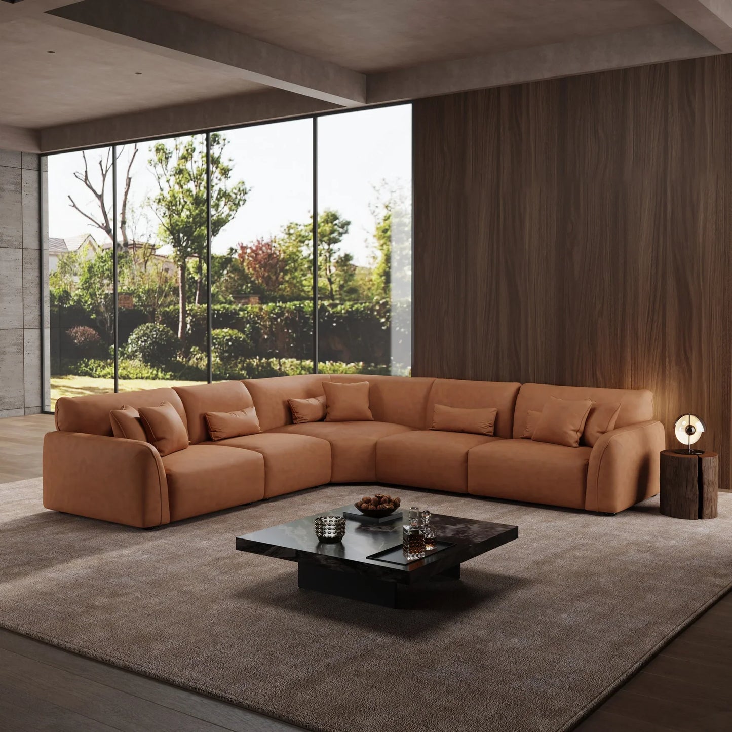 Milano Moda Minimalist Brown Corner Sofa