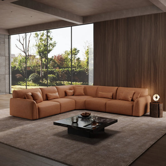 Milano Moda Minimalist Brown Corner Sofa