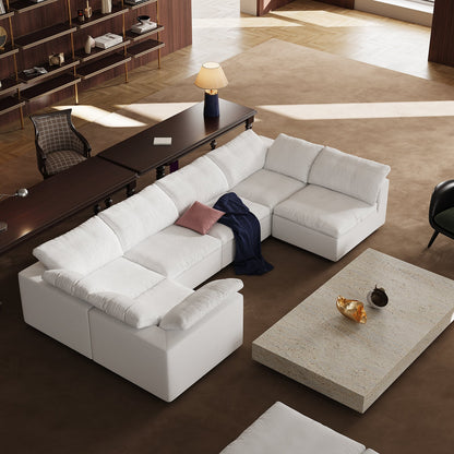Tender Wabi Sabi U Shaped Sectional with One Open End-White