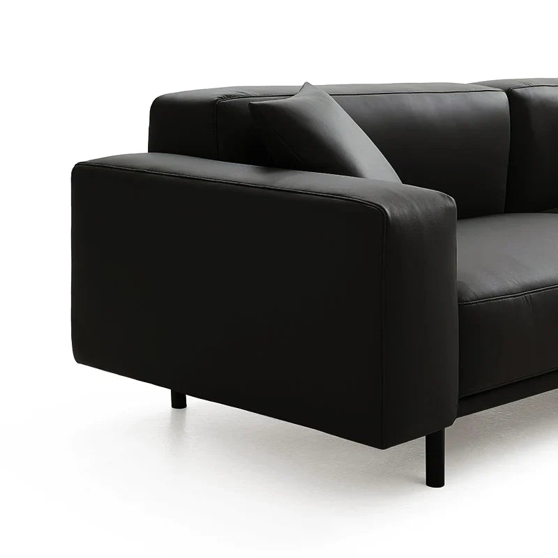 Noble Black Leather Sofa and Ottoman
