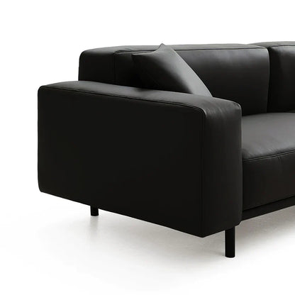 Noble Black Leather Sofa Set and Ottoman