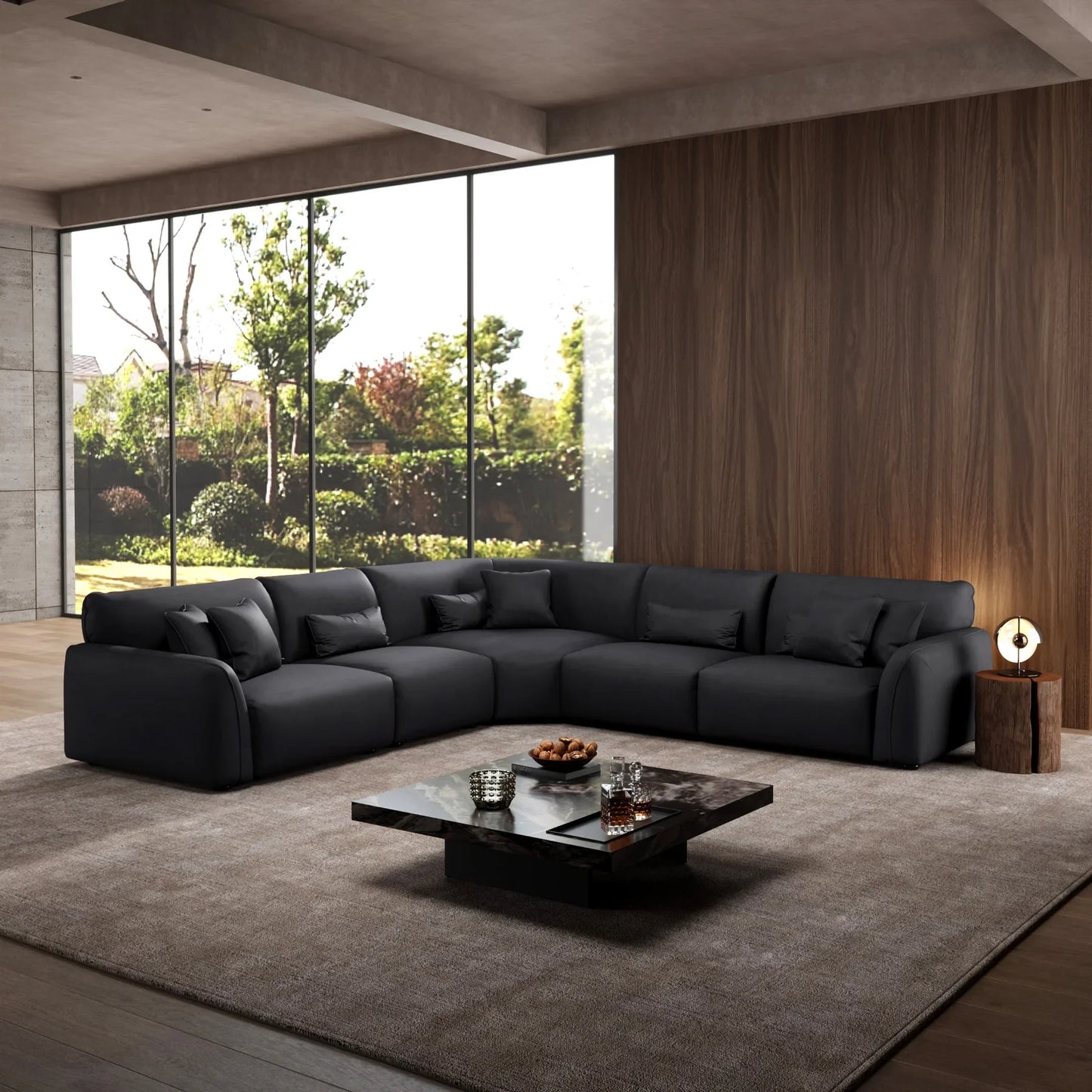 Milano Moda Minimalist Black Corner Sofa