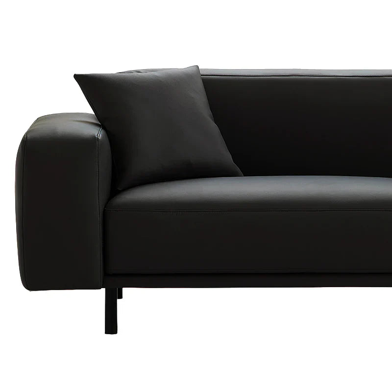 Noble Black Leather Sofa and Ottoman