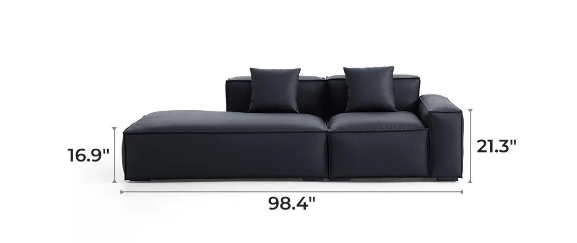 Geometry Minimalist Black Leather Sofa