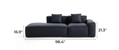 Geometry Minimalist Black Leather Sofa