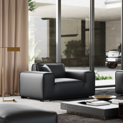Domus Modular Beige Leather Armchair-Black