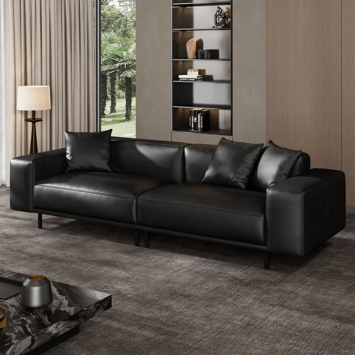 Noble Black Leather Sofa