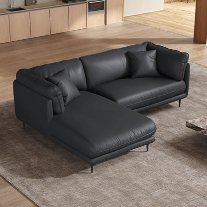 Vanilla Black Leather Sectional