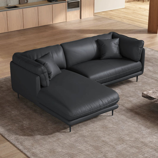 Vanilla Black Leather Sectional