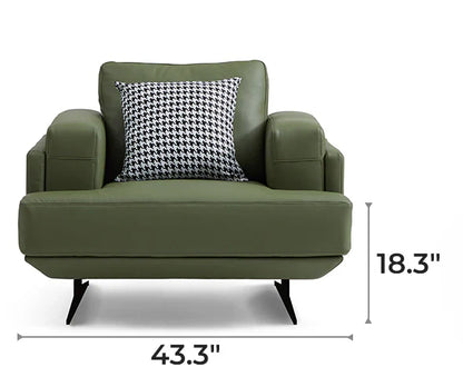 Olivia Green Top Grain Genuine Leather Sofa Set