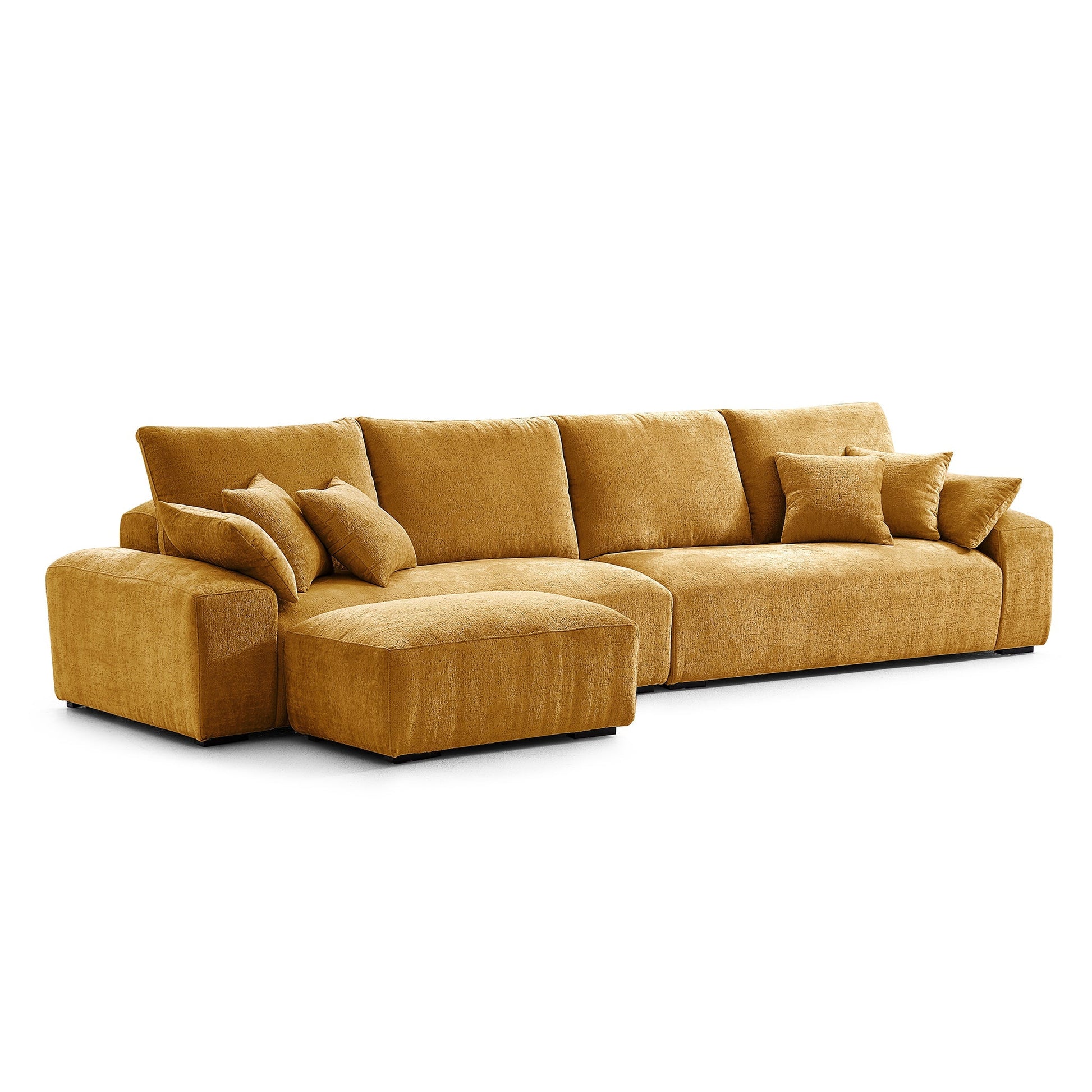 The Empress Beige Sofa and Ottoman-Yellow-140.1"