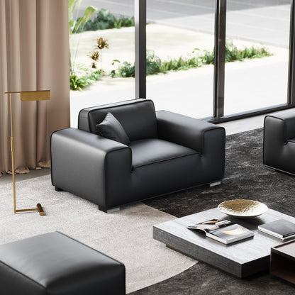 Domus Modular Beige Leather Armchair-Black