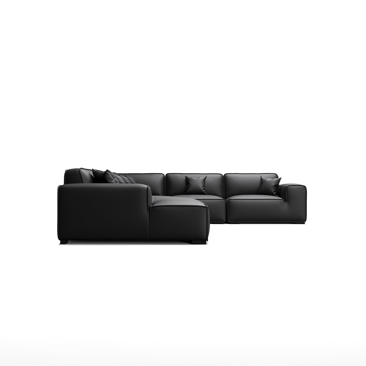 Domus Modular Dark Gray  Leather U Shaped Sectional-Black-Facing Left