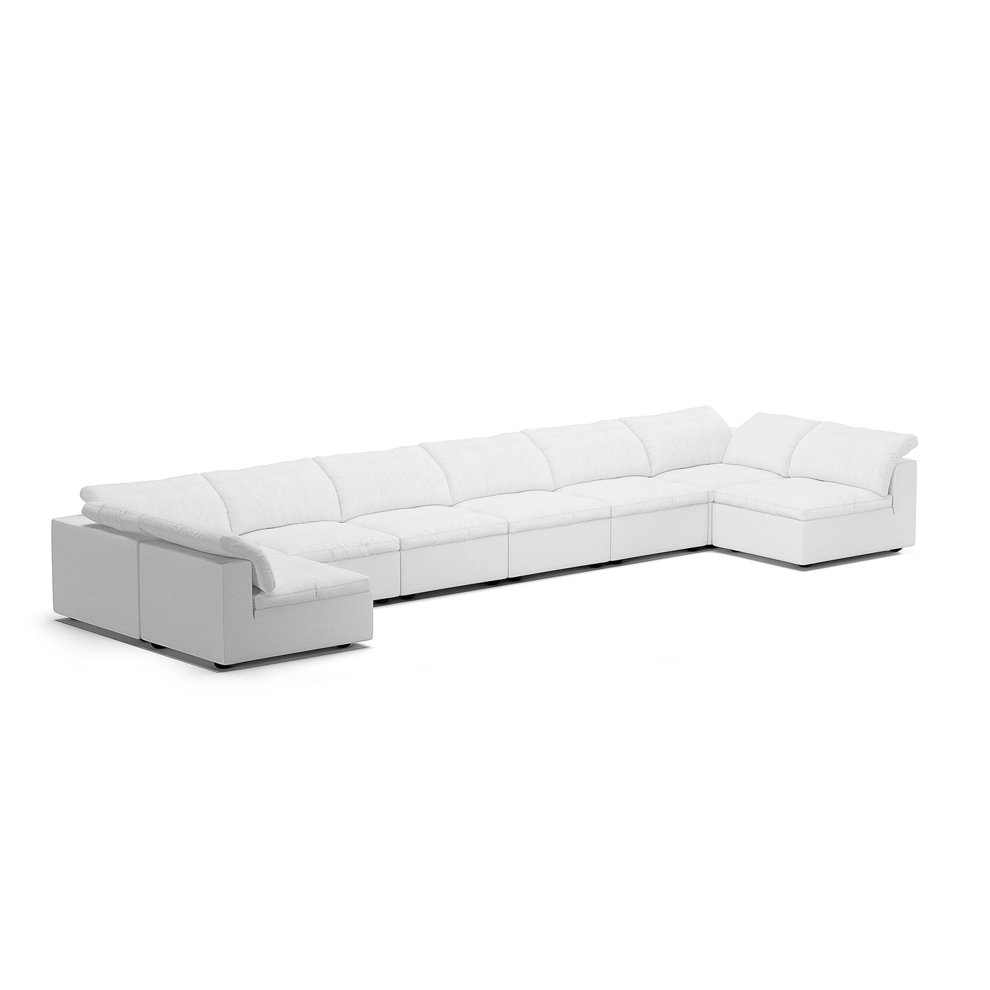 Tender Wabi Sabi U Shaped Beige Sectional with Open End-White-240.2"