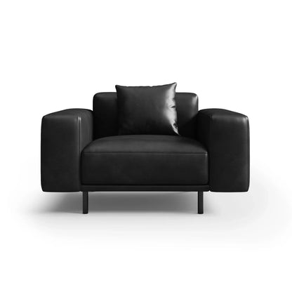 Noble Black Leather Sofa Set