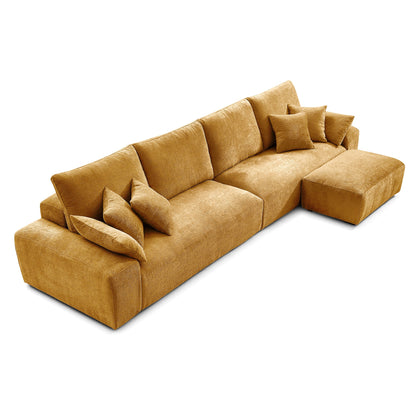 The Empress Gray Sofa and Ottoman-Yellow-140.1"