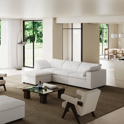 Tender Wabi Sabi White Sofa and Regular Ottoman-White