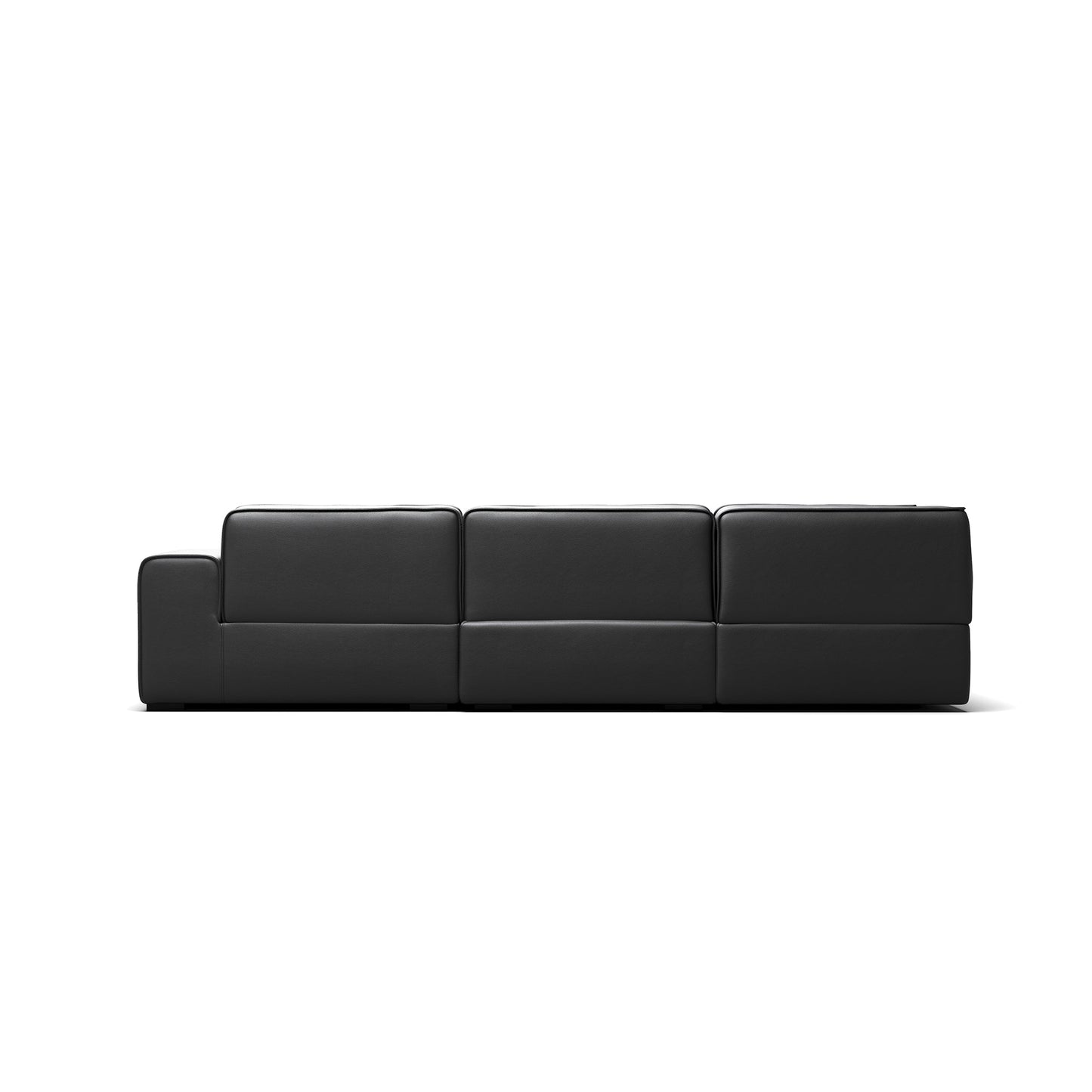 Domus Modular Dark Gray  Leather U Shaped Sectional-Black-Facing Right