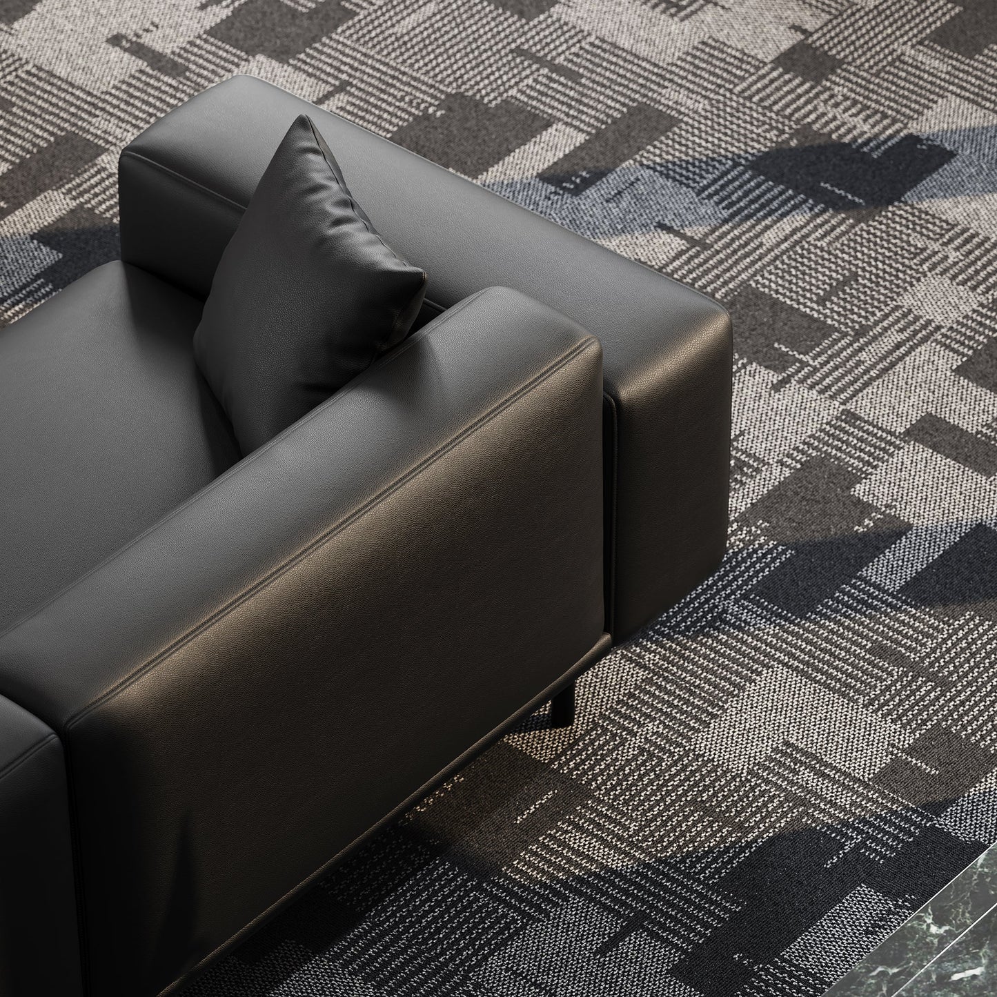 Noble Dark Gray Leather Sofa with Ottoman-Dark Gray