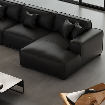 Domus Modular Black Leather U Shaped Sectional-Black