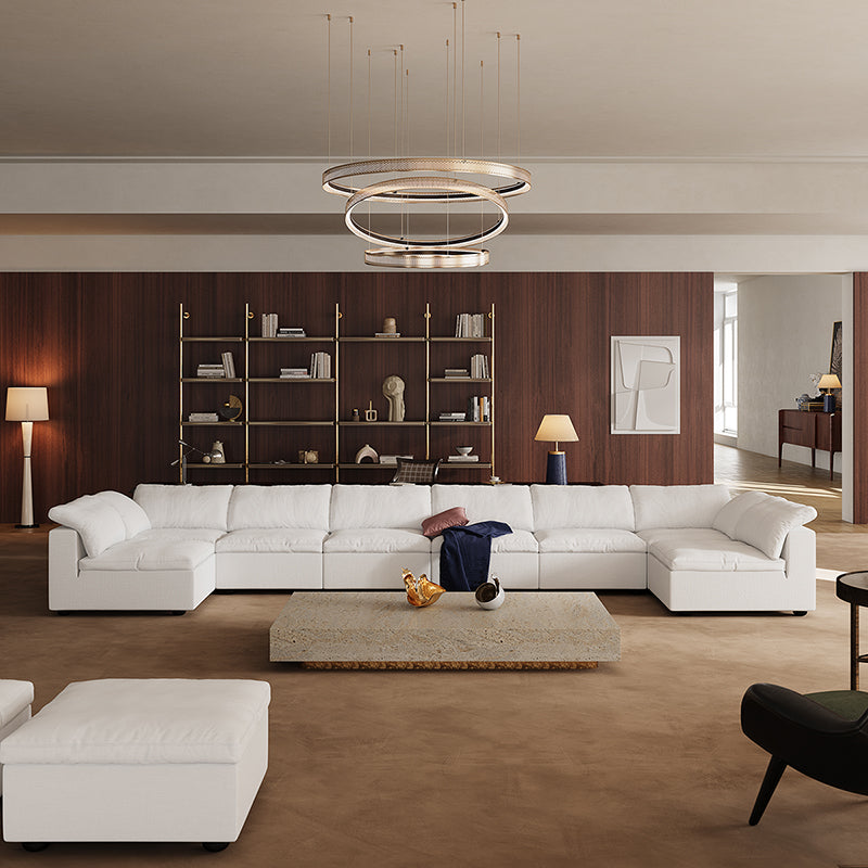 Tender Wabi Sabi U Shaped Sectional with Open End-White