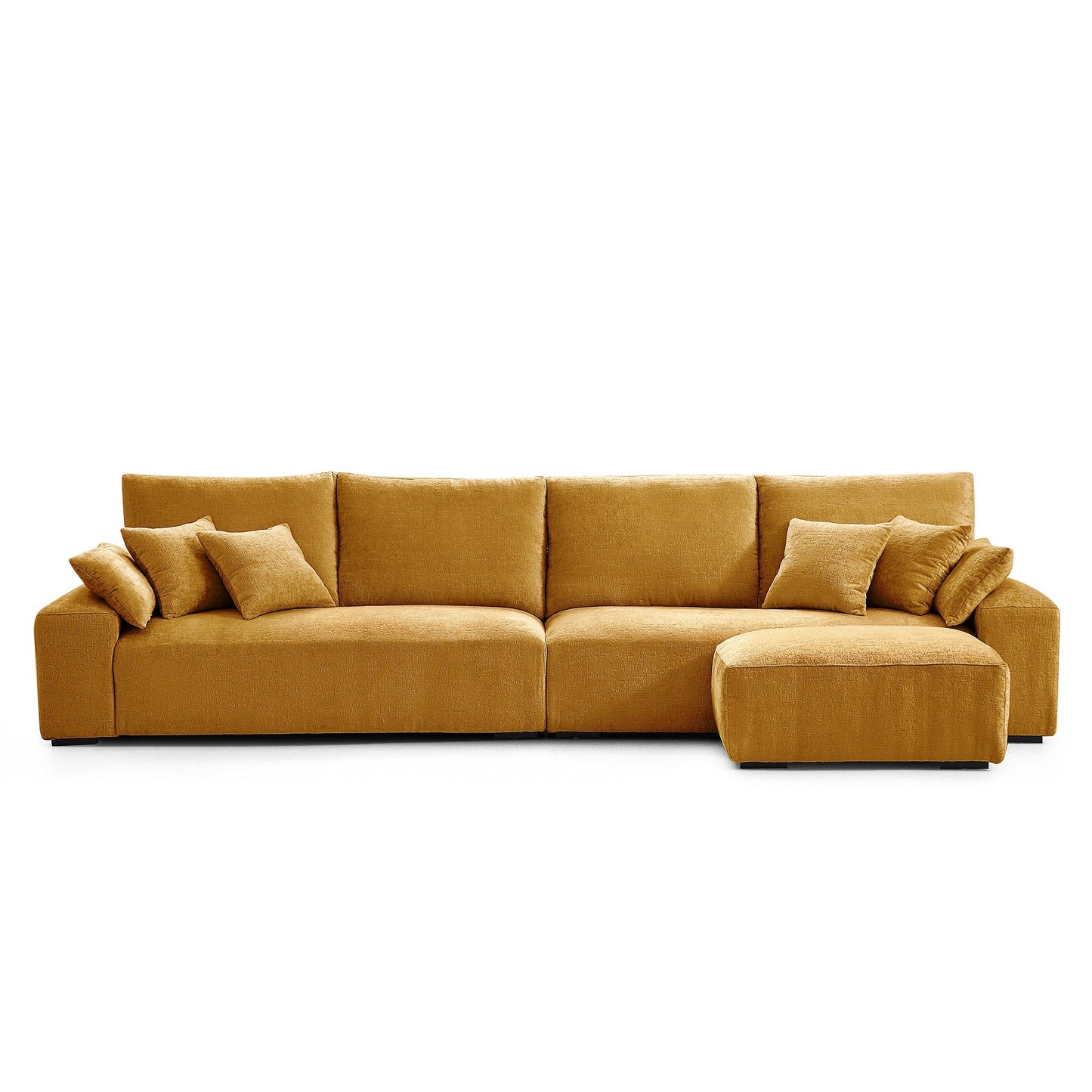 The Empress Beige Sofa and Ottoman-Yellow-140.1"
