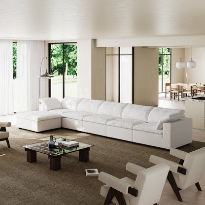 Tender Wabi Sabi Beige Sofa and Regular Ottoman-White