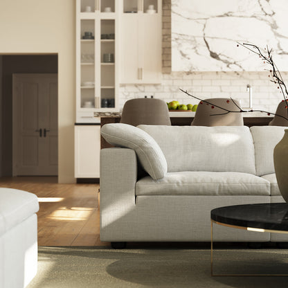 Tender Wabi Sabi Beige Sofa and Regular Ottoman-White