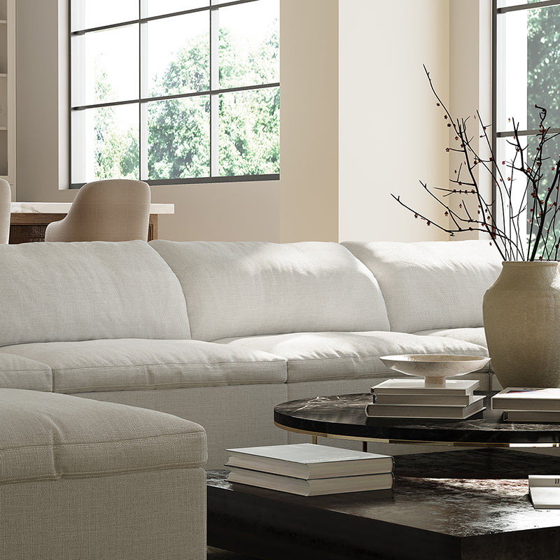 Tender Wabi Sabi White Sofa and Regular Ottoman-White
