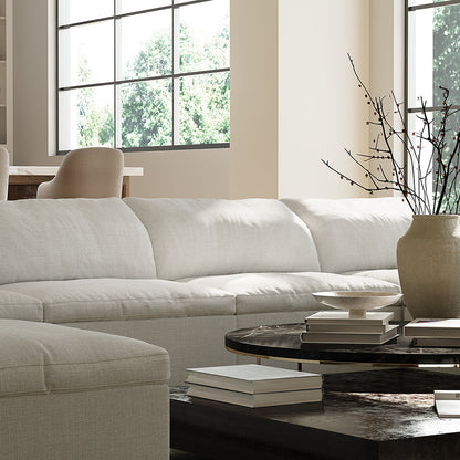 Tender Wabi Sabi White Sofa and Regular Ottoman-White