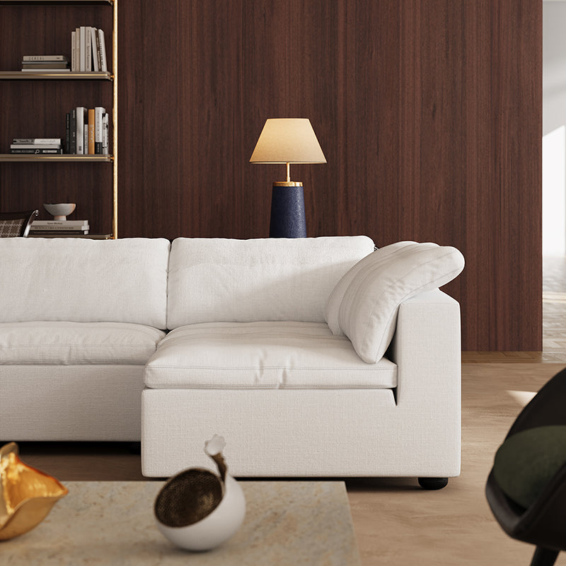 Tender Wabi Sabi Sand U Shaped Sectional with Open Ends-White