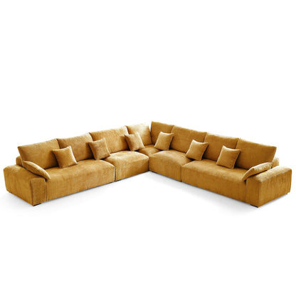 The Empress Beige Corner Sectional Sofa-Yellow-144.9"