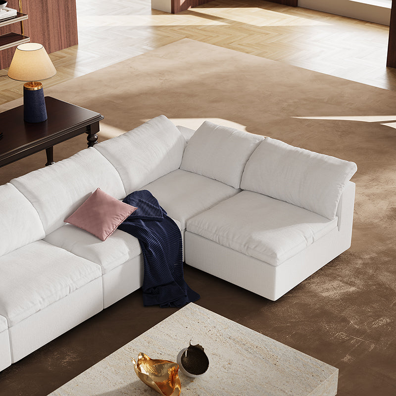 Tender Wabi Sabi U Shaped Sectional with Open End-White