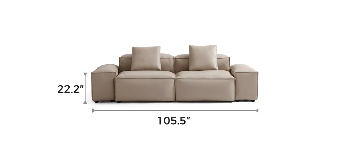 Cube Modular Khaki Genuine Leather Sofa
