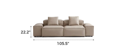 Cube Modular Khaki Genuine Leather Sofa