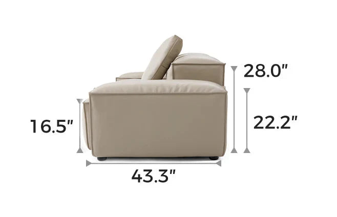 Cube Modular Beige Genuine Leather Sofa