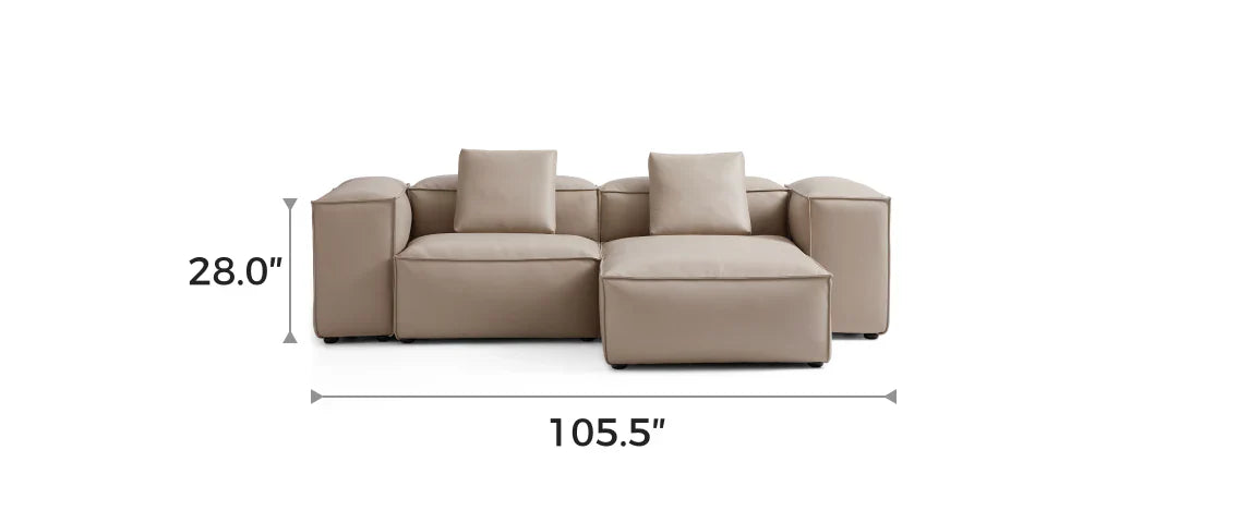 Cube Modular Khaki Genuine Leather Sectional
