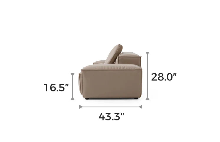Cube Modular Khaki Genuine Leather Sofa