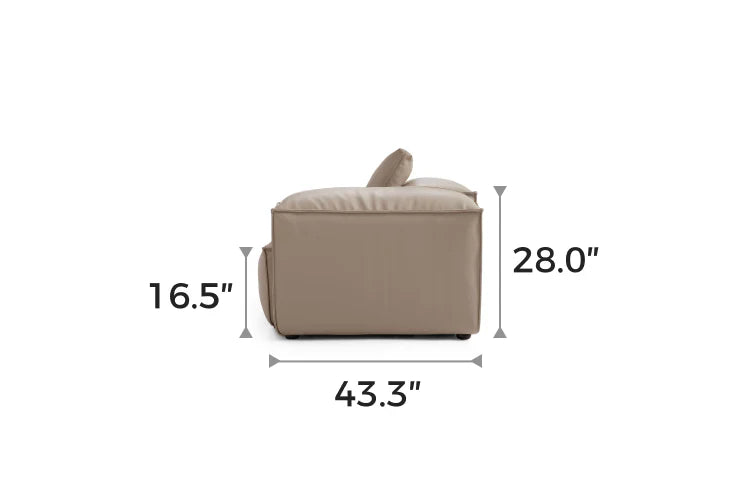 Cube Modular Khaki Genuine Leather Sofa