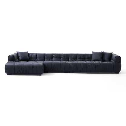 Boba Cream Leathaire Sectional Set-Black-153.5″-Facing Left