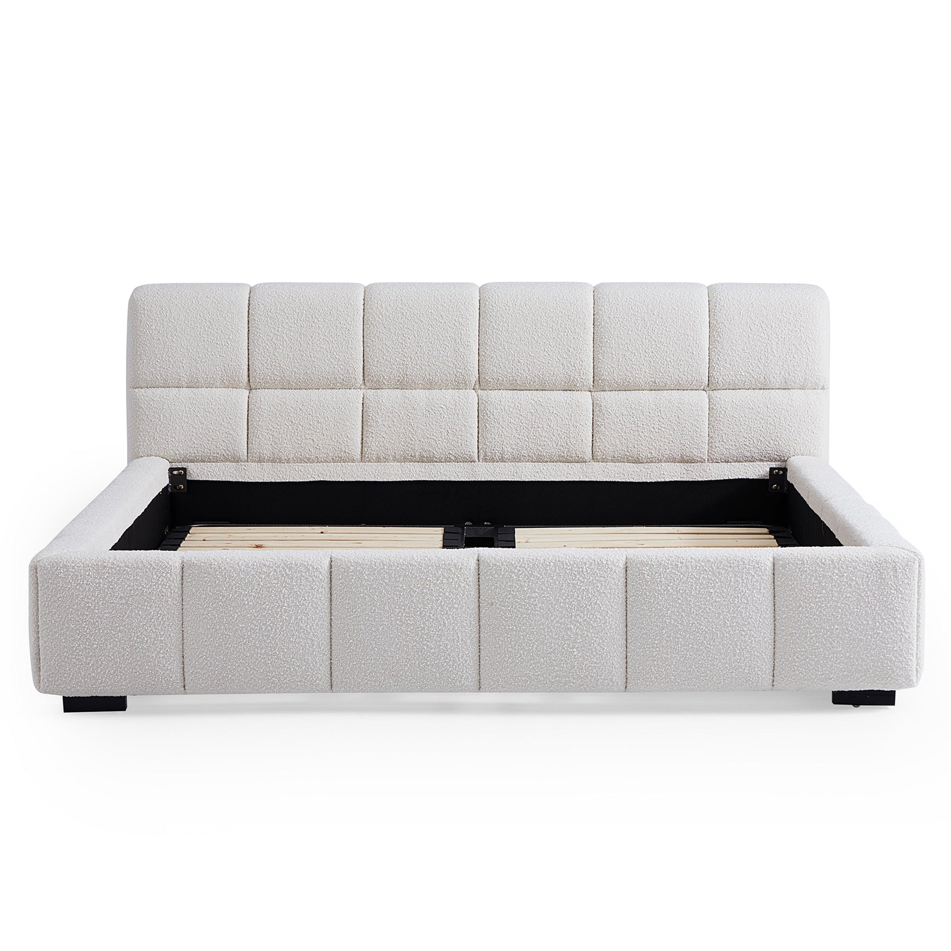 Cushy Boucle Fabric Bed-hidden