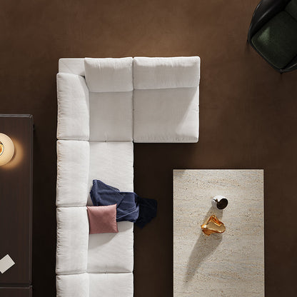 Tender Wabi Sabi U Shaped Beige Sectional with Open End-White