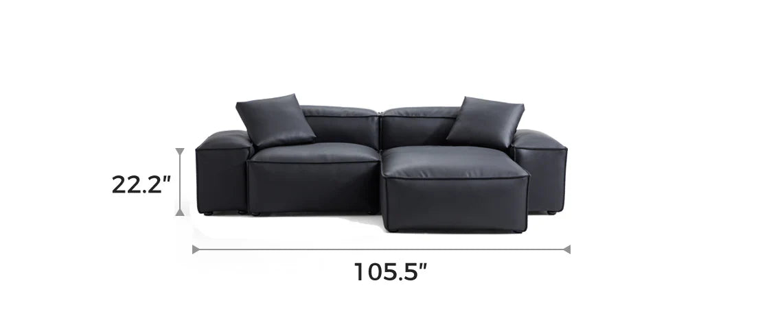 Cube Modular Black Genuine Leather Sectional