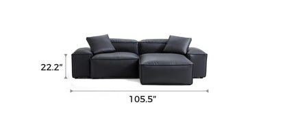 Cube Modular Black Genuine Leather Double-Sided Sectional