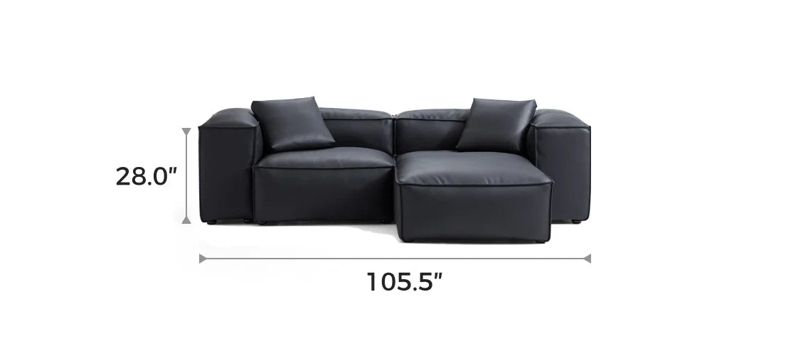 Cube Modular Black Genuine Leather Sectional